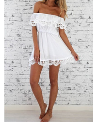 White Off The Shoulder Lace Casual Dress