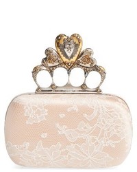 Alexander McQueen Lace Knuckle Clasp Box Clutch White