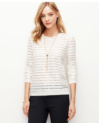 Ann Taylor Lace Striped Sweatshirt
