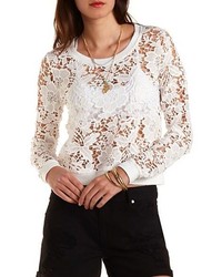 Charlotte Russe Floral Lace Sweatshirt