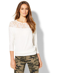 New York & Co. Lace Panel Dolman Top