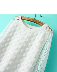 Lace Polka Dot Crop Black Sweatshirt