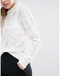 Suncoo Pasquale Lace And Embroidery Sweater
