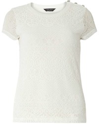Ivory Button Shoulder Lace Tee