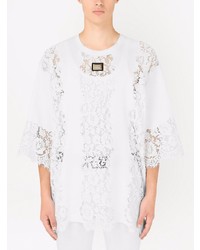 Dolce & Gabbana Lace Panelled Logo Plaque T Shirt