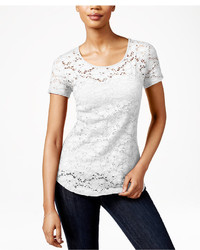 Maison Jules Short Sleeve Lace T Shirt Only At Macys