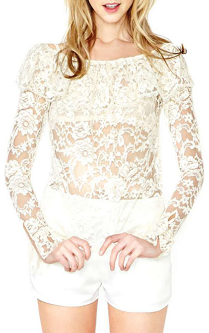 white lace long sleeve shirt
