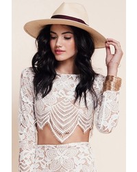 For Love & Lemons Guava Crop Top In Whitenude