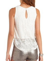 Charlotte Russe Beaded Lace Sleeveless Swing Crop Top