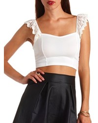 Charlotte Russe Lace Strap Textured Crop Top