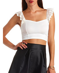 Charlotte Russe Lace Strap Textured Crop Top