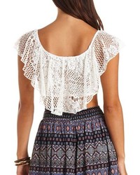 Charlotte Russe Mixed Lace Flounce Crop Top