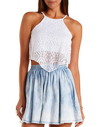 Charlotte Russe Racer Front Lace Crop Top