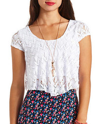 Charlotte Russe Short Sleeve Lace Crop Top