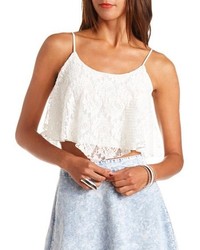 Charlotte Russe Textured Lace Swing Crop Top