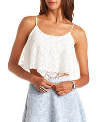 Charlotte Russe Textured Lace Swing Crop Top