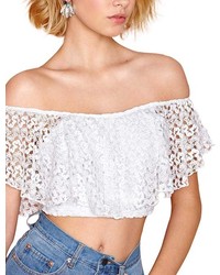 ChicNova Cutout Lace Crochet Crop Top