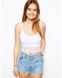 Asos Collection Crop Top With Lace Trim