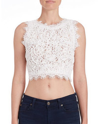 Design Lab Lord Taylor Sleeveless Crochet Lace Crop Top