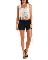 Charlotte Russe Extreme High Low Lace Crop Top