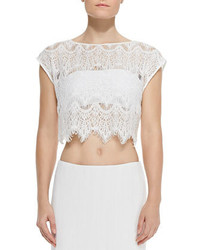 Alice + Olivia Farrell Cropped Lace Coverup Top