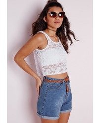 Missguided Lace Crop Top White