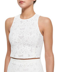 Rebecca Taylor Netted Lace Sleeveless Crop Top