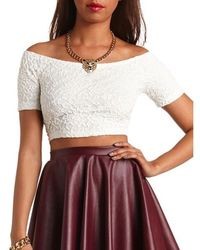 Charlotte Russe Off The Shoulder Lace Crop Top