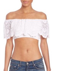 Nightcap Clothing Off The Shoulder Lace Cropped Top