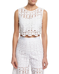 Miguelina Ruby Crocheted Lace Crop Top