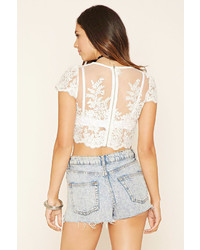 Forever 21 Semi Sheer Lace Crop Top