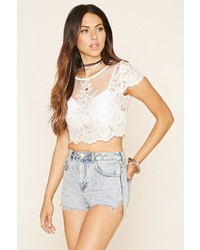Forever 21 Semi Sheer Lace Crop Top