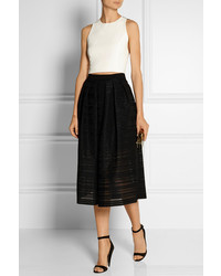 Alice + Olivia Wolla Cropped Crepe And Lace Top