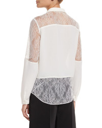 Alexis Watson Pleat Detail Lace Shirt Off White