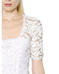 Blumarine Short Sleeve Cotton Lace Dress
