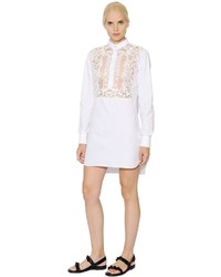 Valentino Cotton Poplin Piqu Dress With Lace