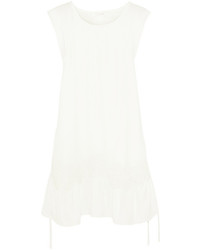 Chloé Lace Appliqud Silk Cady Mini Dress White