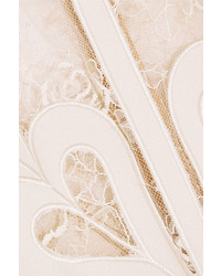 Elie Saab Lace Paneled Crepe Dress Ivory