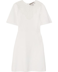 Giambattista Valli Lace Paneled Stretch Cady Mini Dress White