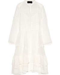 Needle & Thread Lace Trimmed Silk Georgette Dress Ivory