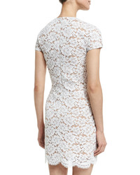 Michael Kors Michl Kors Short Sleeve Gardenia Lace Mini Dress Optic White