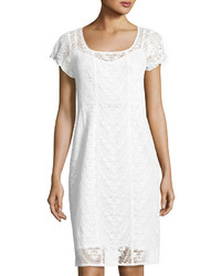 Nanette Lepore Moonstruck Lace Short Sleeve Dress White