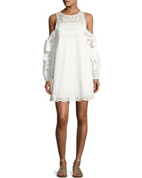 Parker Newton Lace Trim Cotton Dress White