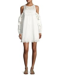 Parker Newton Lace Trim Cotton Dress White