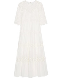 Zimmermann Oleander Diamond Lace Cotton Voile Dress Ivory