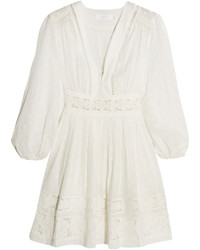 Zimmermann Realm Lace Trimmed Fil Coup Cotton Voile Mini Dress White