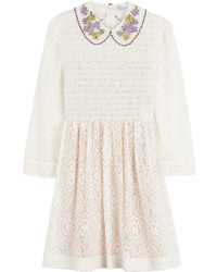 RED Valentino Red Valentino Smocked Lace Dress With Collar