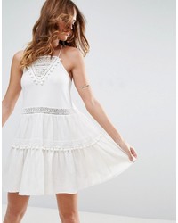 Asos Sundress With Lace Inserts And Pom Poms