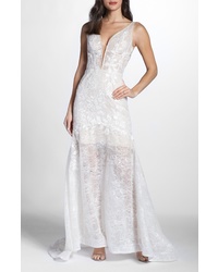 BRONX AND BANCO Estelle Plunging Lace Gown