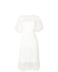 Three floor Shadow Gathered Lace And Pleat Dress
